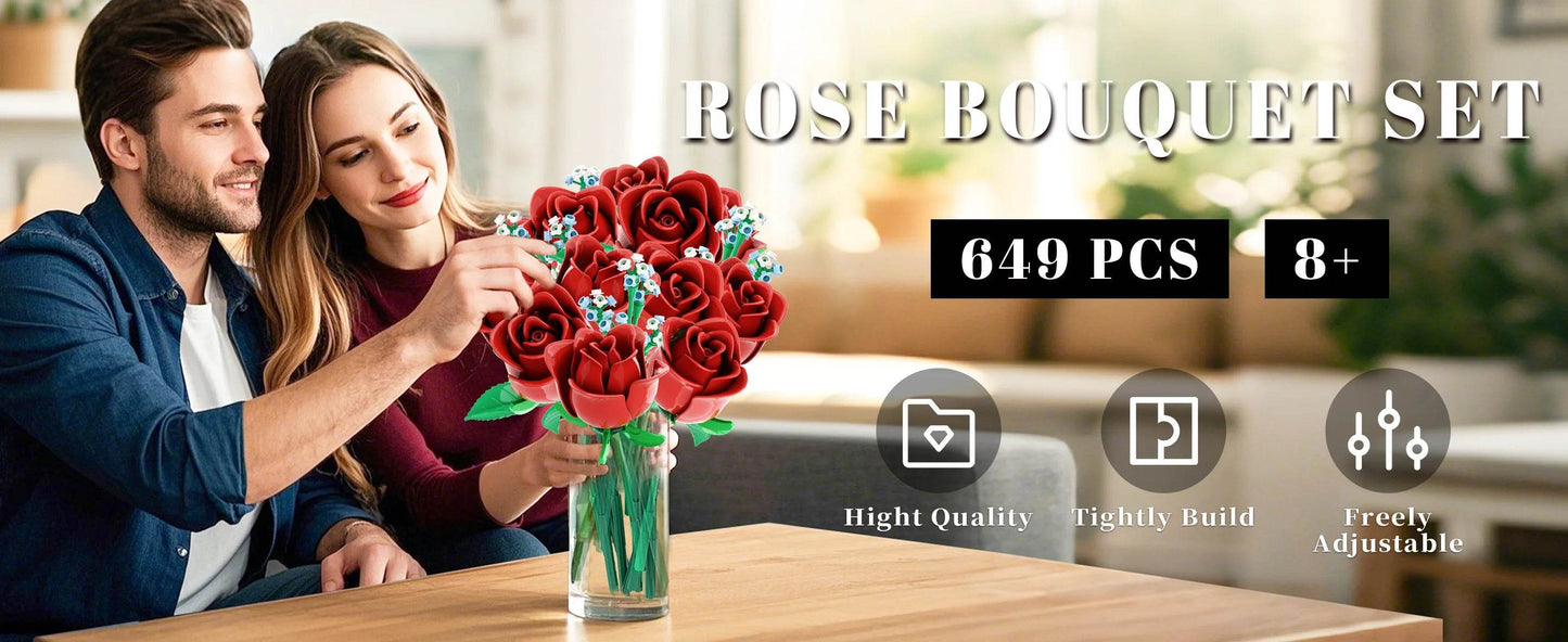 649PCS Romantic Rose Flower Building Blocks Home Decor Gifts - ToylandEU