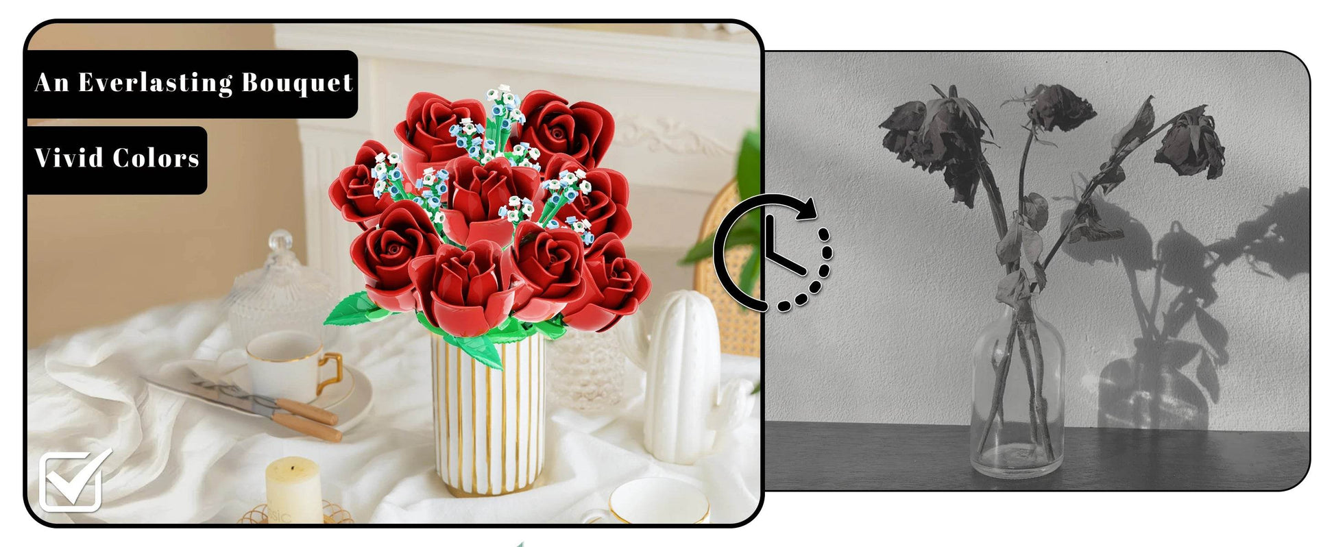 649PCS Romantic Rose Flower Building Blocks Home Decor Gifts - ToylandEU