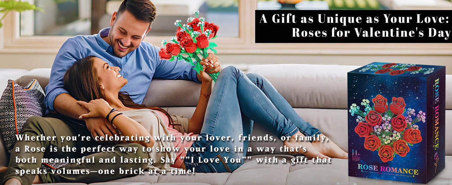 649PCS Romantic Rose Flower Building Blocks Home Decor Gifts - ToylandEU