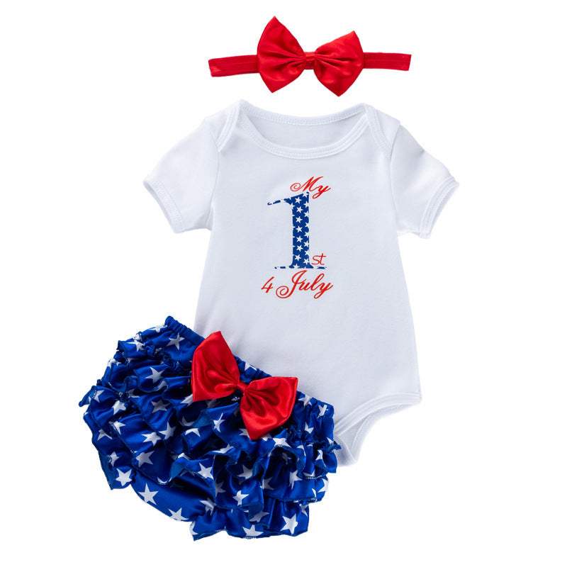 Baby Rompers | Independence Day Graphic | Cotton Blend | 0 To 3 Months