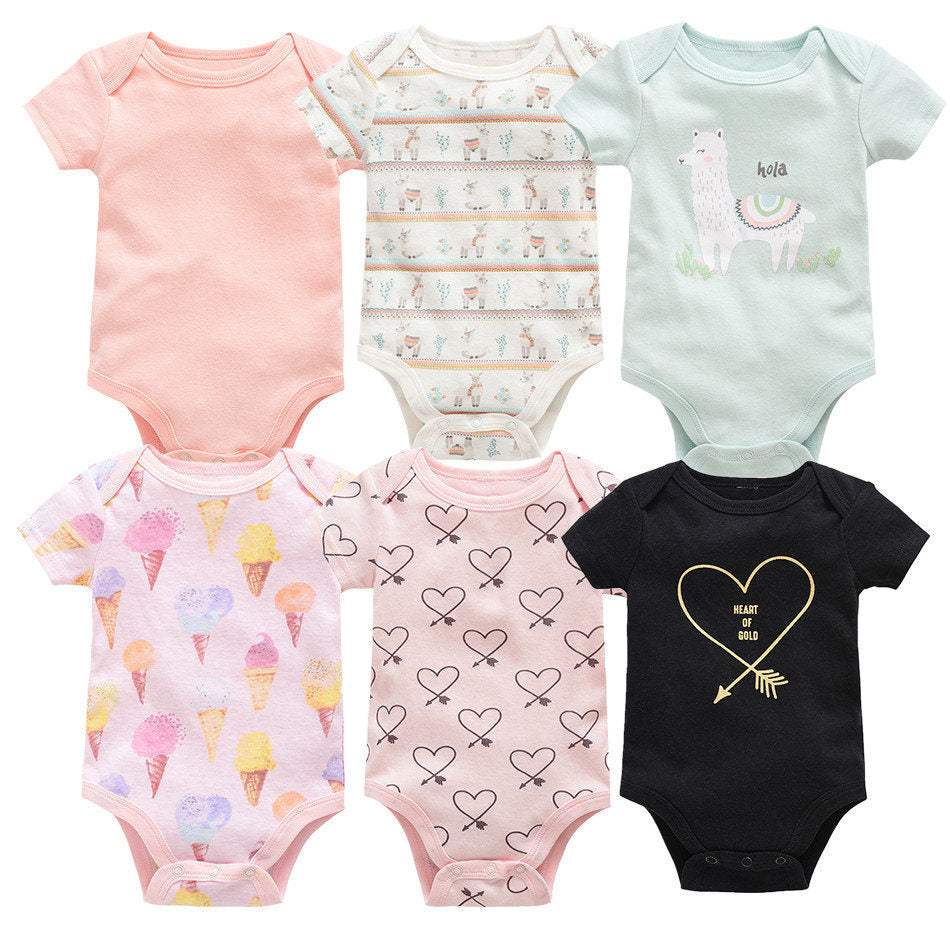 Baby Jumpsuit | Cotton | Short Sleeve | 6 Piece Set 0-12 Months