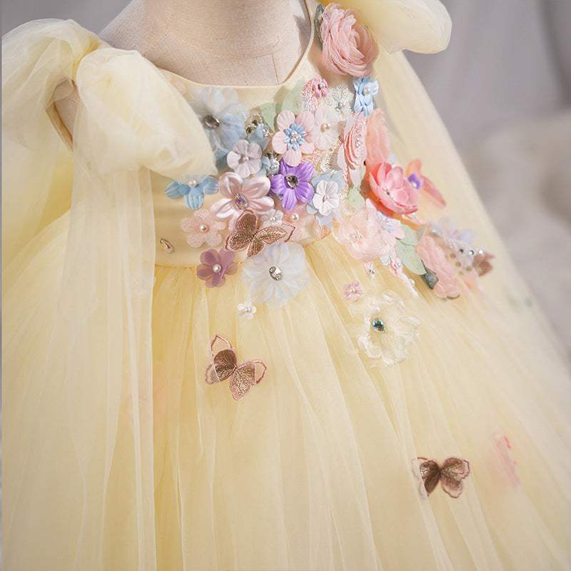 Girls' Applique Bow Mesh Sleeveless Tulle Tutu Fairy Dress | Organza | Baby & Children's Dresses