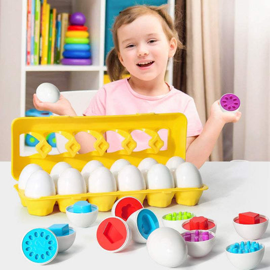 Shape Match Eggs | 12 Color Pieces | Montessori STEM Tool | Baby Toddler Gift