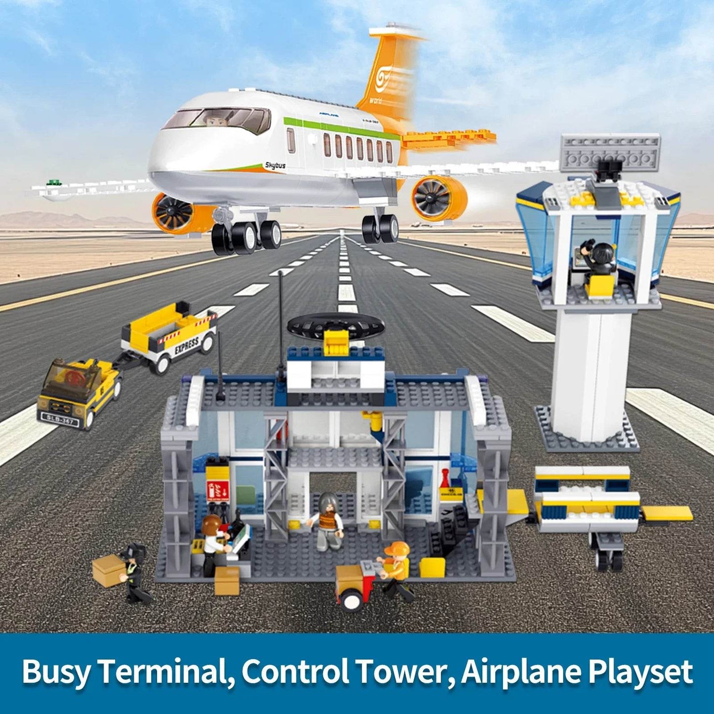 678PCS International Airport Building Blocks Passenger Aircraft Console Terminal Plane Model Brick Educational Toy Gift - ToylandEU