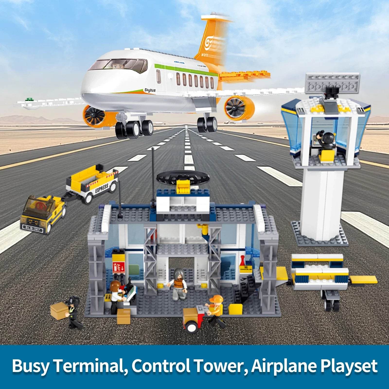 678PCS International Airport Building Blocks Passenger Aircraft Console Terminal Plane Model Brick Educational Toy Gift - ToylandEU