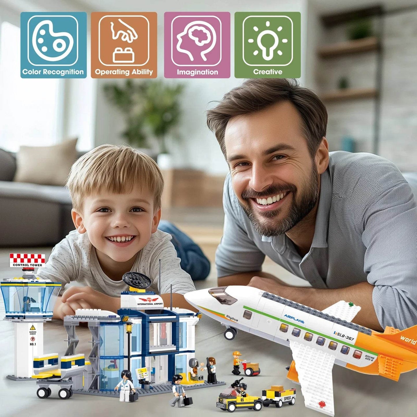 678PCS International Airport Building Blocks Passenger Aircraft Console Terminal Plane Model Brick Educational Toy Gift - ToylandEU