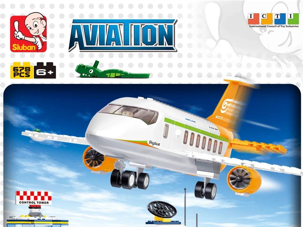 678PCS International Airport Building Blocks Passenger Aircraft Console Terminal Plane Model Brick Educational Toy Gift - ToylandEU
