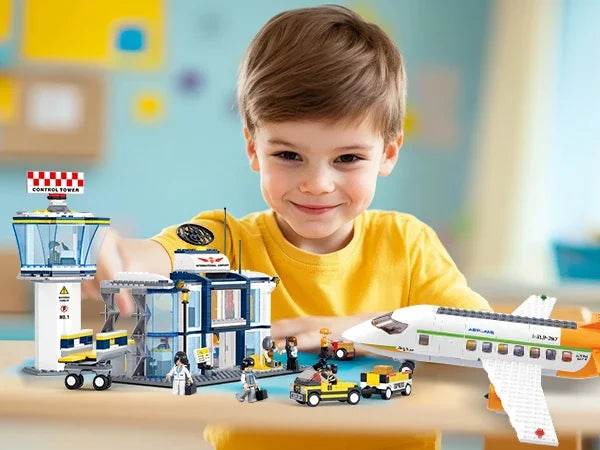 678PCS International Airport Building Blocks Passenger Aircraft Console Terminal Plane Model Brick Educational Toy Gift - ToylandEU