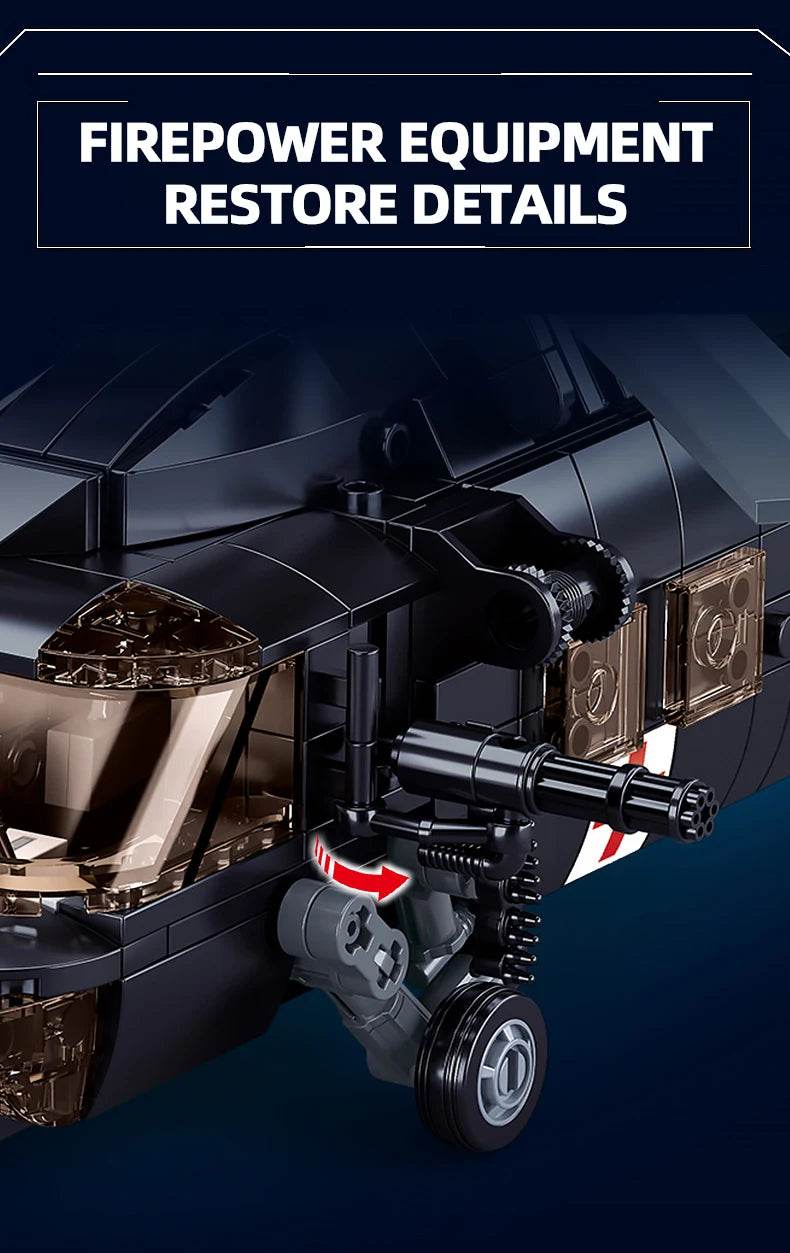692PCS Military UH-60L Medical Rescue Aircraft Building Blocks - ToylandEU