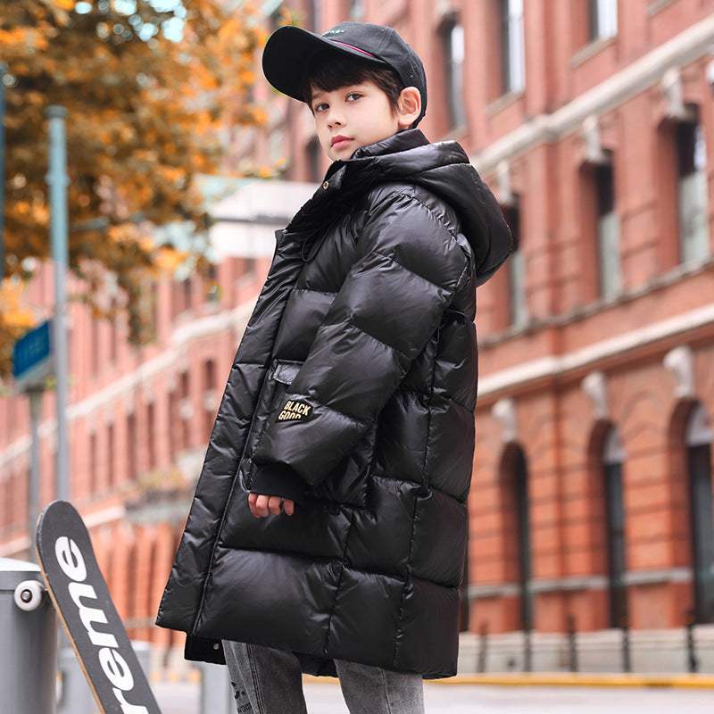 Boys' Long Knee-Length Down Jacket | Western Style