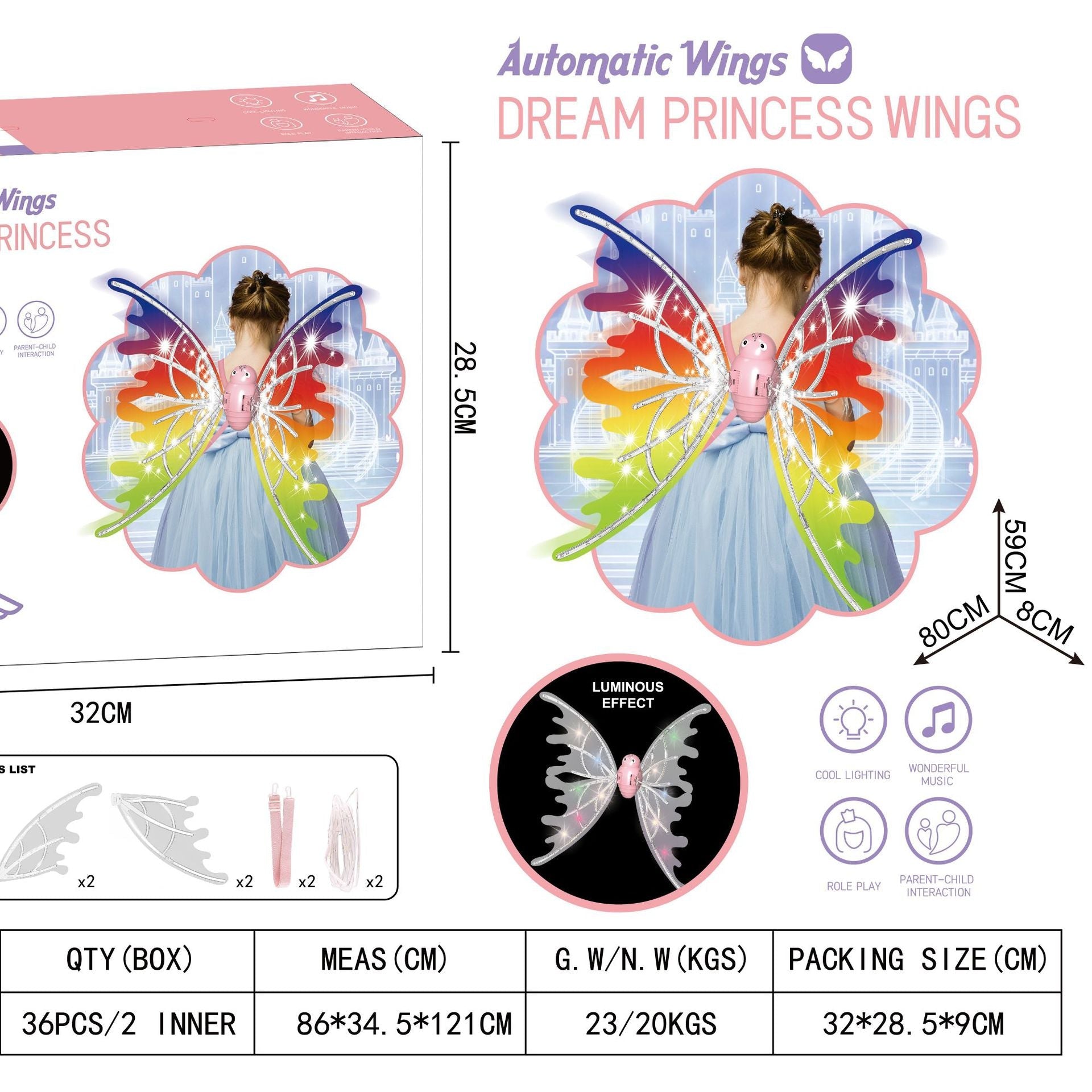 Glowing Butterfly Fairy Wings for Girls - Adjustable, Musical, and Multipurpose - ToylandEU