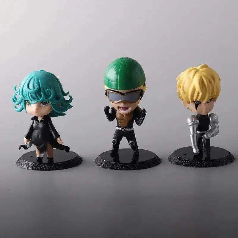 6Pcs One Punch Man Chibi Anime Figures, Saitama Genos Garou Bang Tatsumaki Mumen Rider Metal Knight, OPM Collection Set - ToylandEU