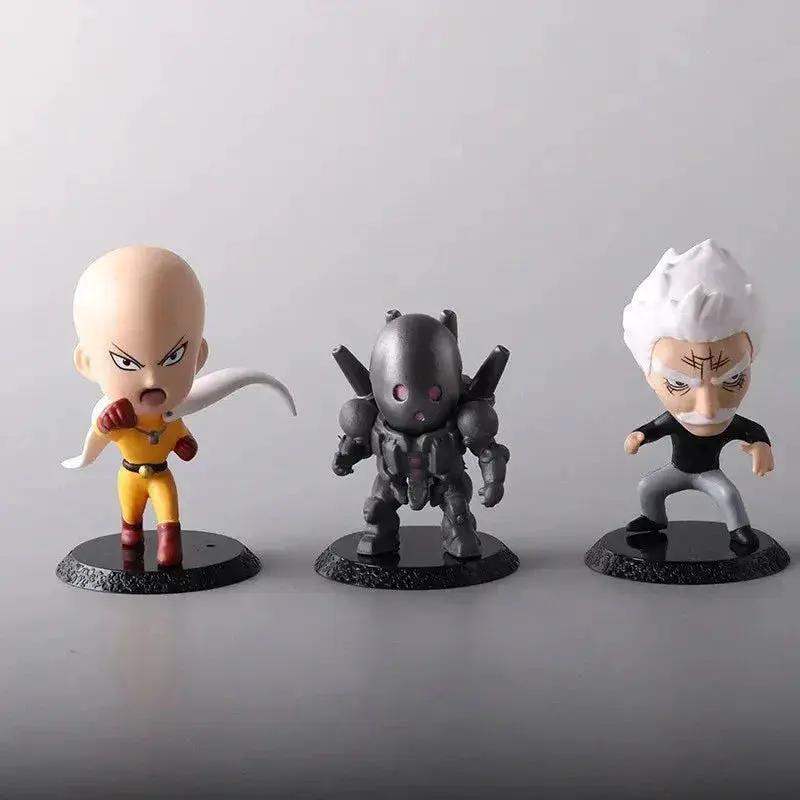 6Pcs One Punch Man Chibi Anime Figures, Saitama Genos Garou Bang Tatsumaki Mumen Rider Metal Knight, OPM Collection Set - ToylandEU