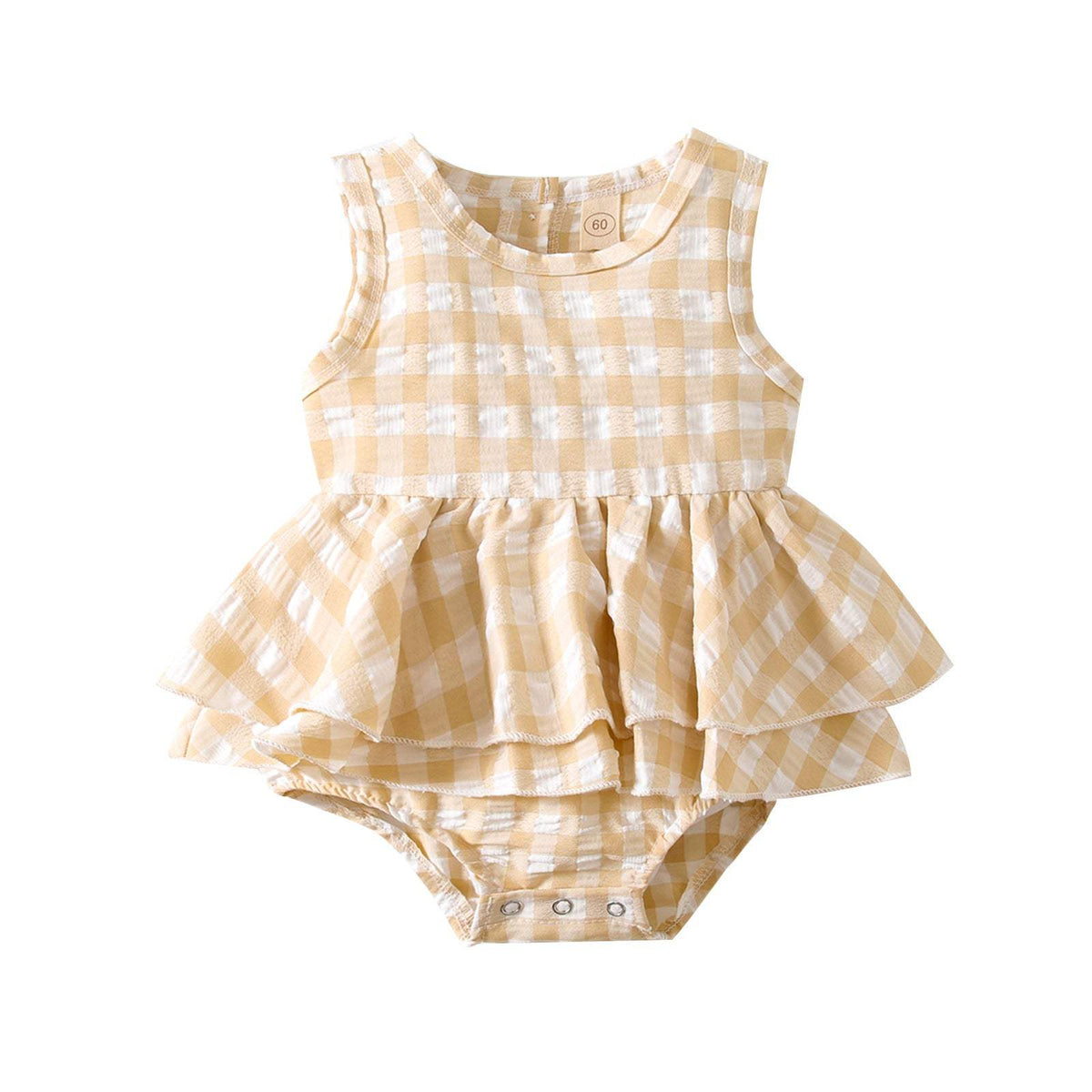 Baby Girl Sleeveless Plaid Triangle Romper | Summer