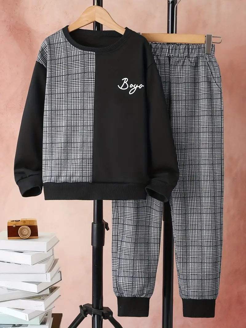 Kids' Multicolor Hoodie And Pants Set | Animal, Stripe And Plaid Patterns