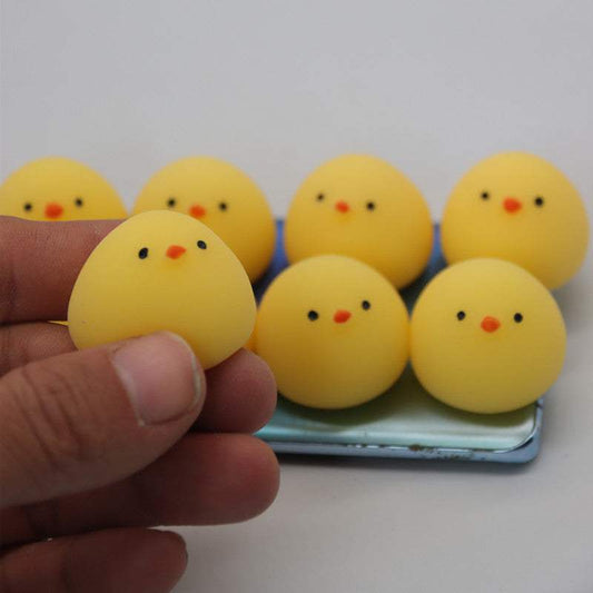 Yellow Fat Chicken Squeeze Toy | Round, Desk Fidget