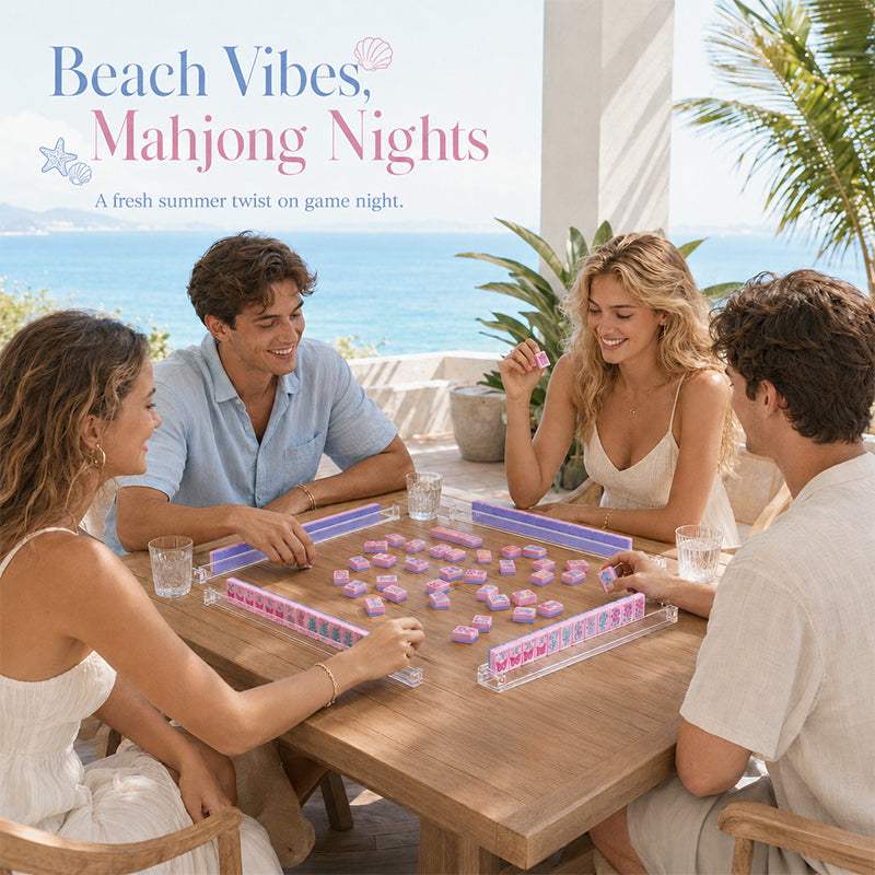 160-Tile American Mahjong Set | Pink Floral Butterfly | Raised 3D Details