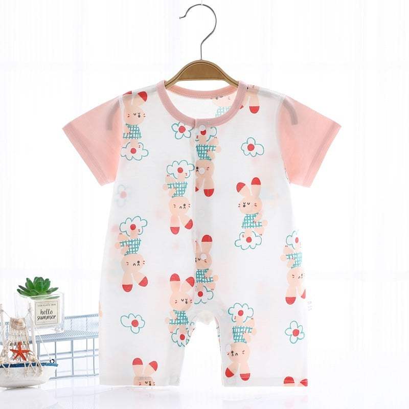 Baby Pure Cotton Summer Short-Sleeve Jumpsuit | Thin | Animal And Fruit Prints