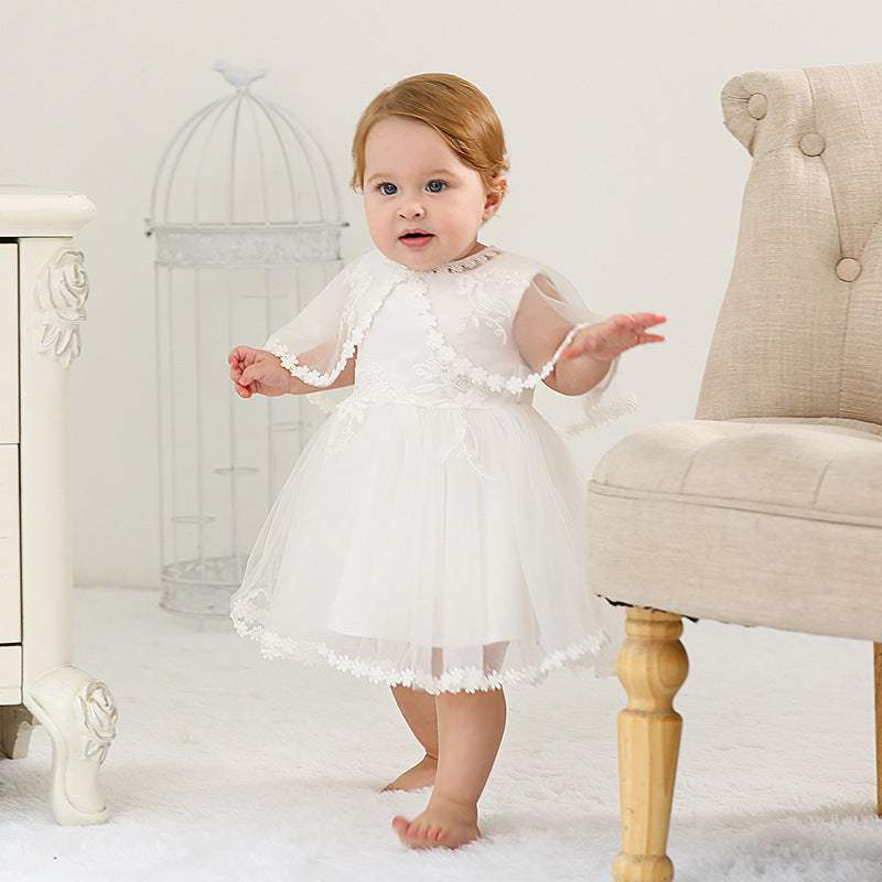 Satin Baby Dress | White Color | Cotton Lined Fabric | 3M 6M Size