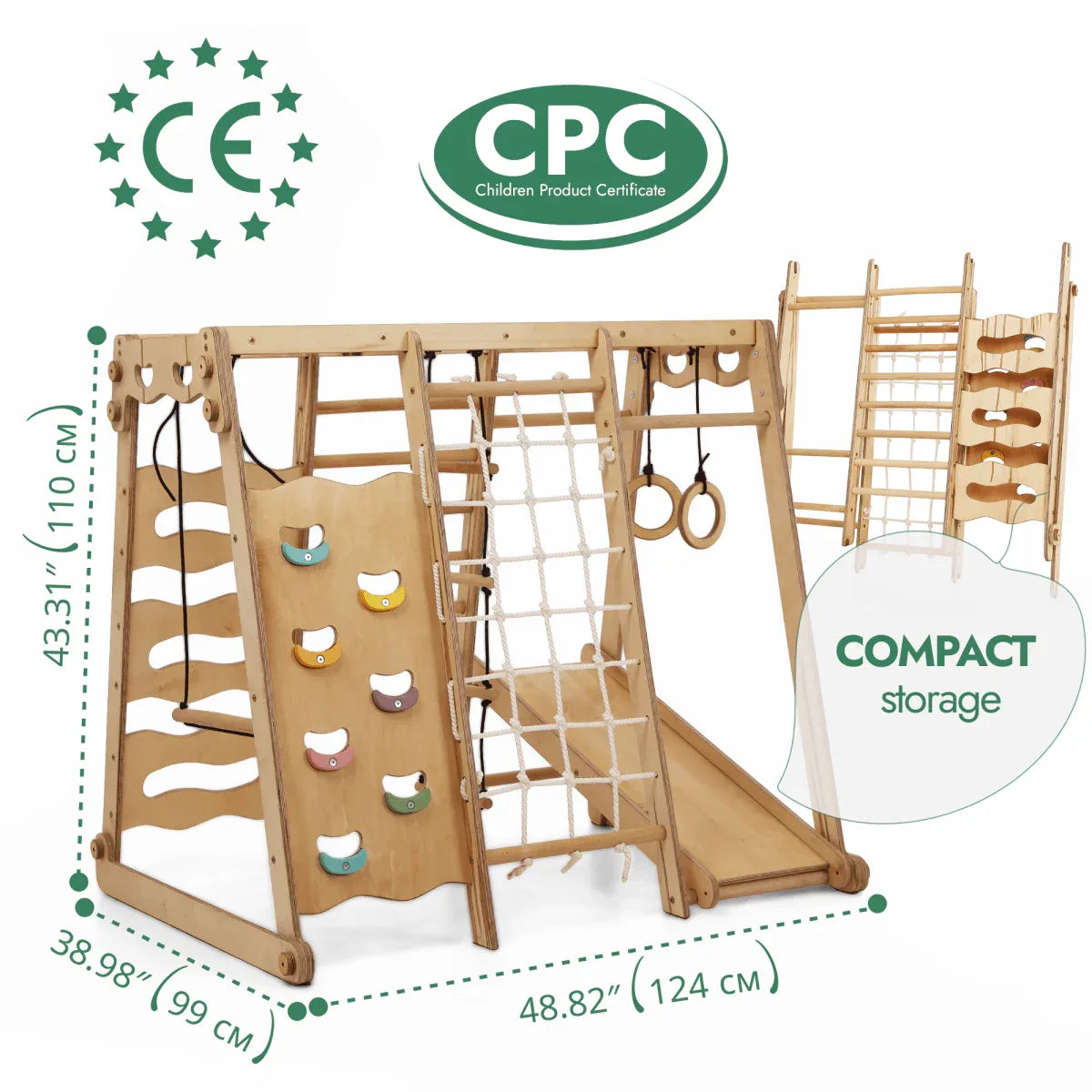 6in1 Indoor Jungle Gym for Toddler: Playground + Swings Set + Slide Board + Rope + Stairs - ToylandEU