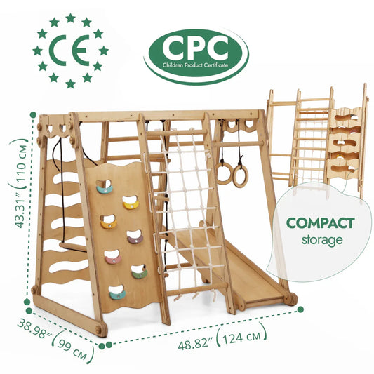 6in1 Indoor Jungle Gym for Toddler: Playground + Swings Set + Slide Board + Rope + Stairs - ToylandEU