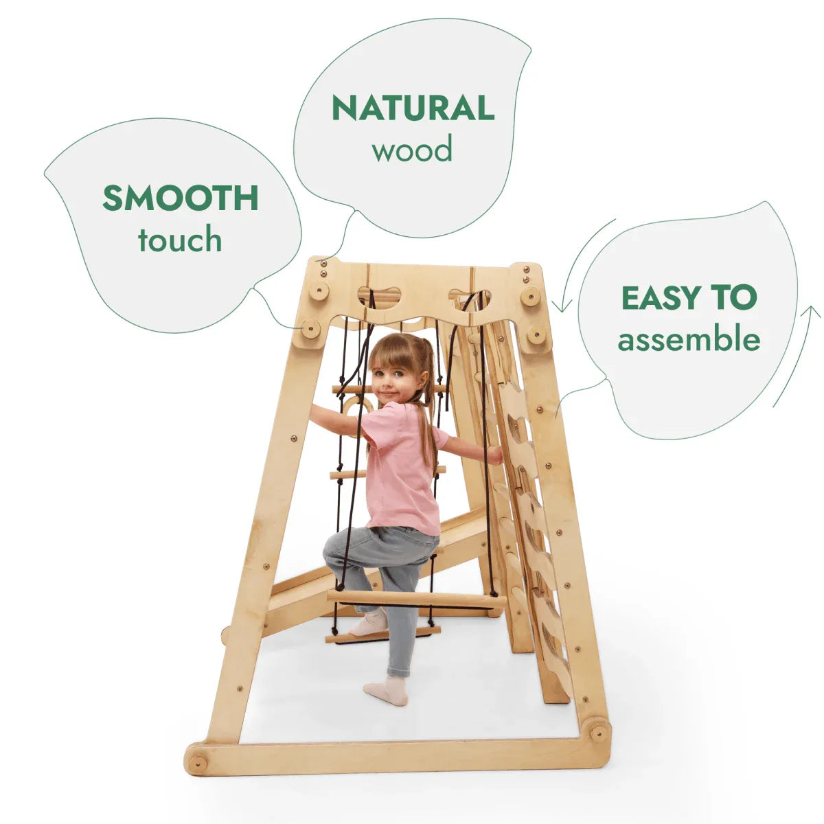 6in1 Indoor Jungle Gym for Toddler: Playground + Swings Set + Slide Board + Rope + Stairs - ToylandEU
