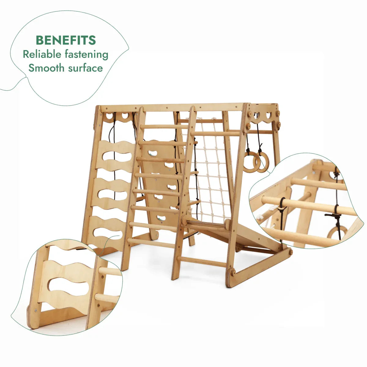 6in1 Indoor Jungle Gym for Toddler: Playground + Swings Set + Slide Board + Rope + Stairs - ToylandEU