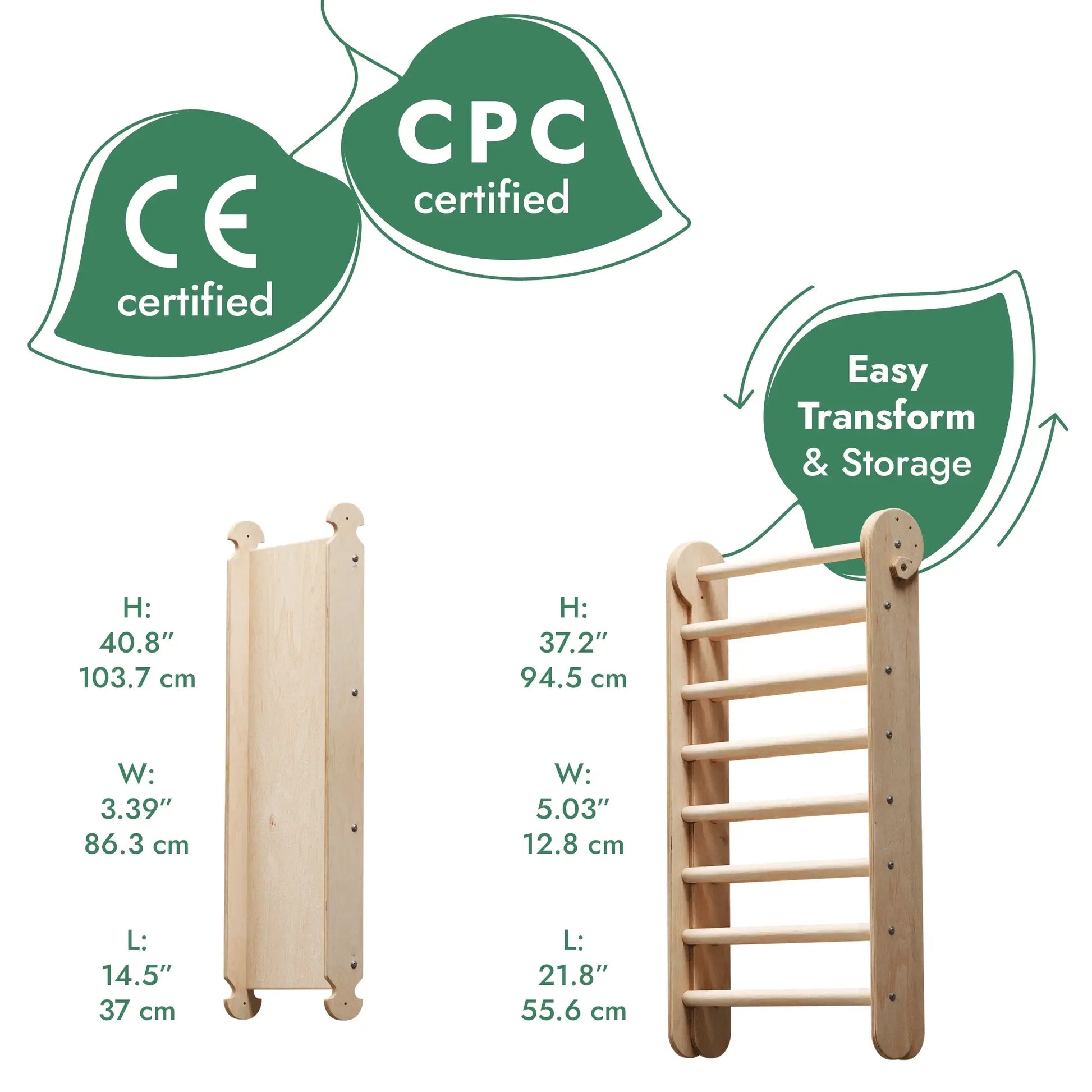 6in1 Wooden Swedish Wall / Climbing ladder for Children + Swing Set + Slide Board - ToylandEU