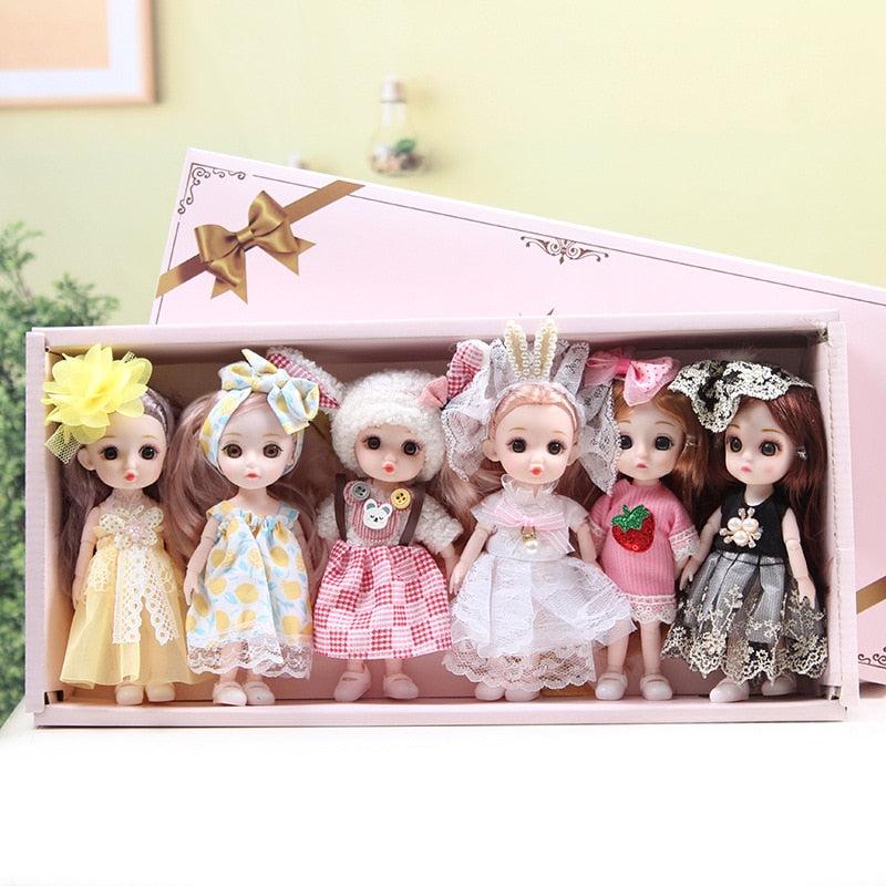 6-Piece 16cm Doll Set Gift Box with Movable Joints and 3D Eyes ToylandEU.com Toyland EU