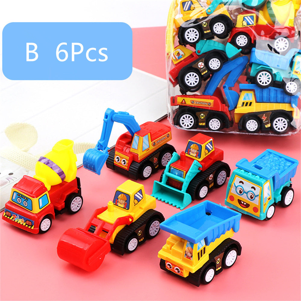 Set of 6 Pull Back Car Model Toys - Fire Truck, Taxi, and Mobile Vehicles - ToylandEU