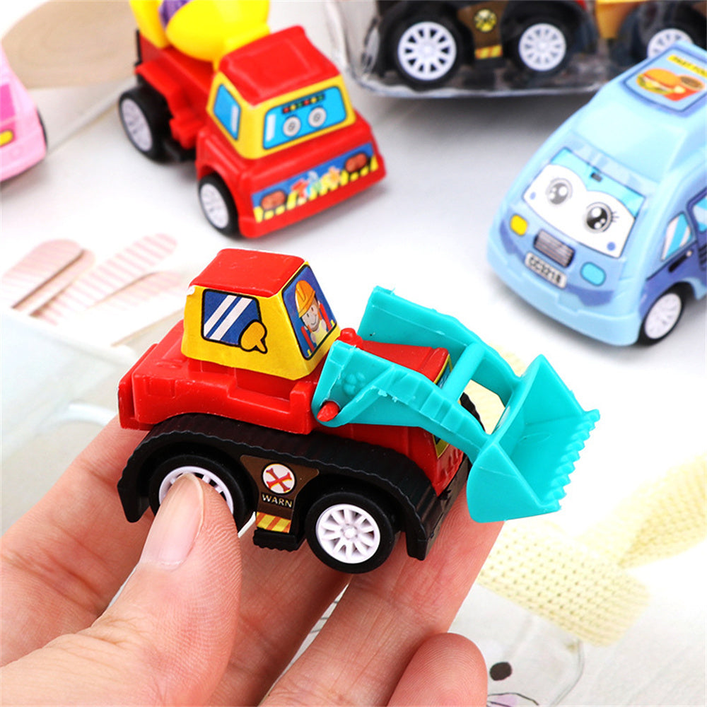 Set of 6 Pull Back Car Model Toys - Fire Truck, Taxi, and Mobile Vehicles - ToylandEU