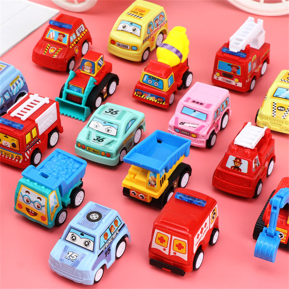 Set of 6 Pull Back Car Model Toys - Fire Truck, Taxi, and Mobile Vehicles - ToylandEU