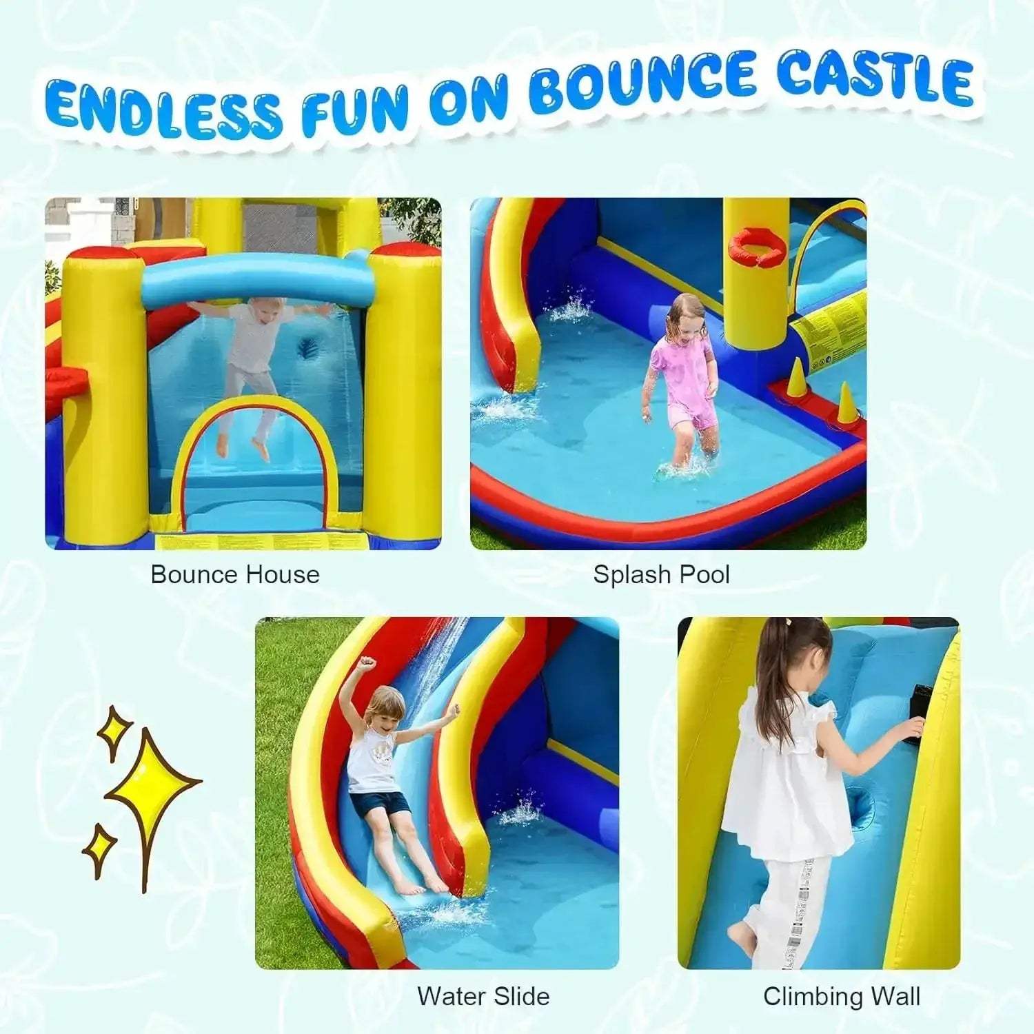 7-In-1 Inflatable Water Slide With Splash Pool And Bounce House - ToylandEU