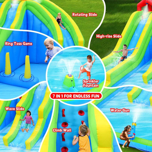 7 In1 Inflatable Water Park Three Slide With Blower - ToylandEU