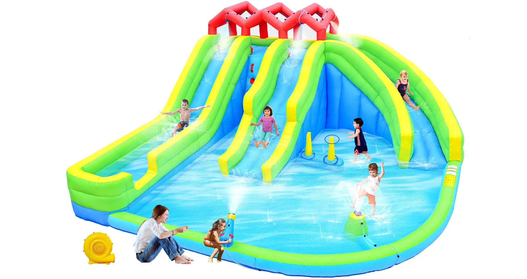 7 In1 Inflatable Water Park Three Slide With Blower - ToylandEU
