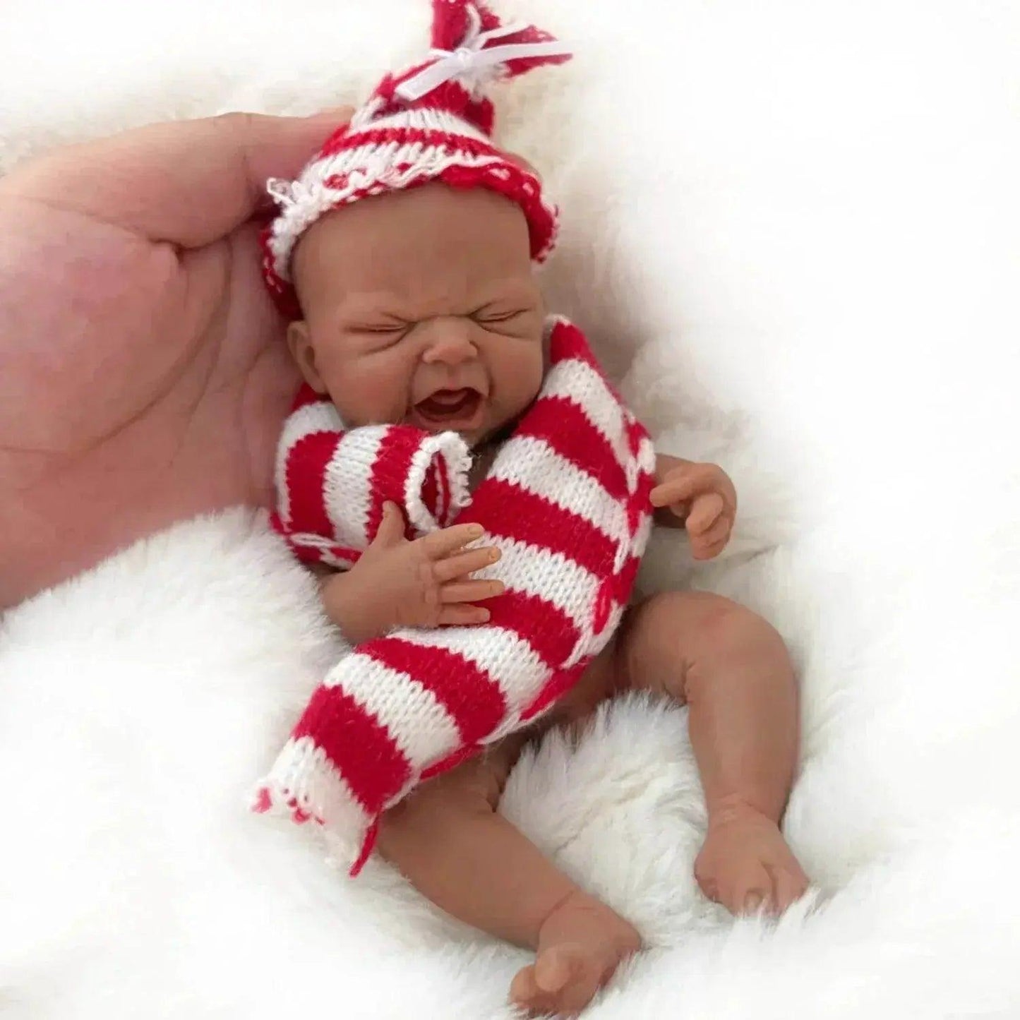  7 Inch Boy Micro Preemie Full Body Silicone Black Skin CryBaby Doll Ethan Lifelike Mini Reborn Doll Surprice Children Anti-Stress -  ToylandEU™