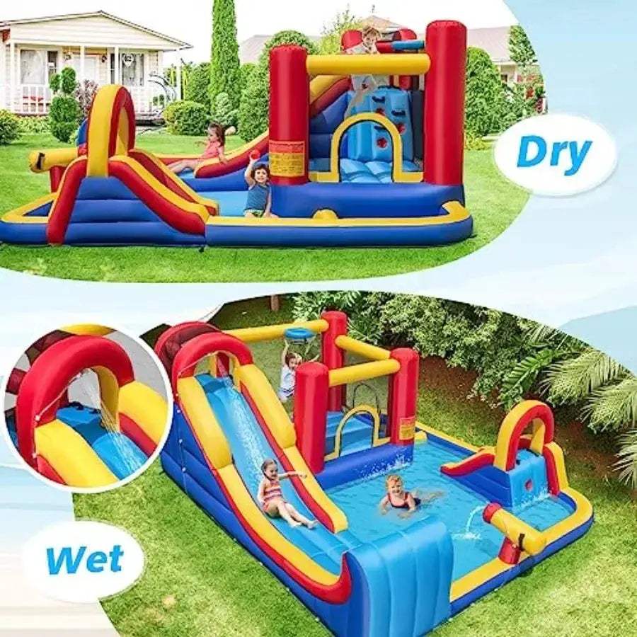 7-in-1 Inflatable Water Slide With Blower For Outdoor Fun - ToylandEU