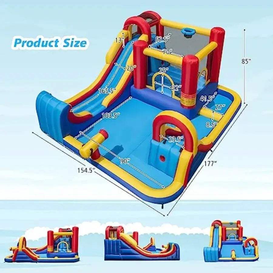 7-in-1 Inflatable Water Slide With Blower For Outdoor Fun - ToylandEU