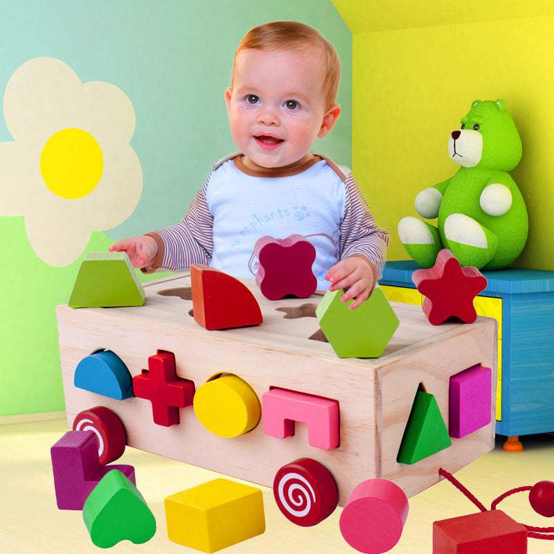 Wooden Shape Matching Blocks | Sixteen Hole Box