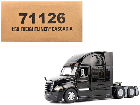 Freightliner New Cascadia Sleeper Cab Truck Tractor Black | 1/50 Diecast Model Tractor | Diecast Masters | Transport Series