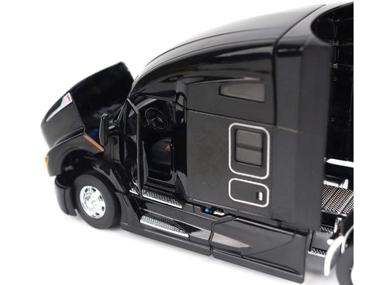 Kenworth T680 76-inch High Roof Sleeper Cab Truck Tractor Black | 1/50 Diecast Model Tractor | Diecast Masters | Transport Series