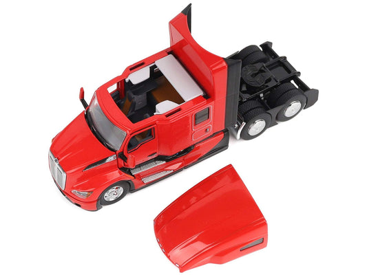 Kenworth T680 76-inch High Roof Sleeper Cab Truck Tractor Viper Red | 1/50 Diecast Model Tractor | Diecast Masters | Transport Series