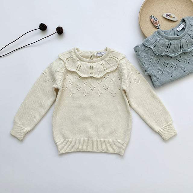 Girls' Lace Knit Pullover Sweater | Long Sleeve
