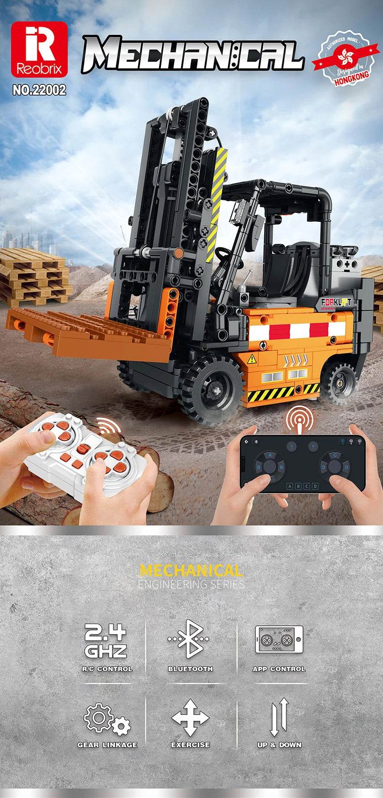 722 peças de empilhadeira de controle remoto MOC modelo blocos de construção brinquedos - ToylandEU
