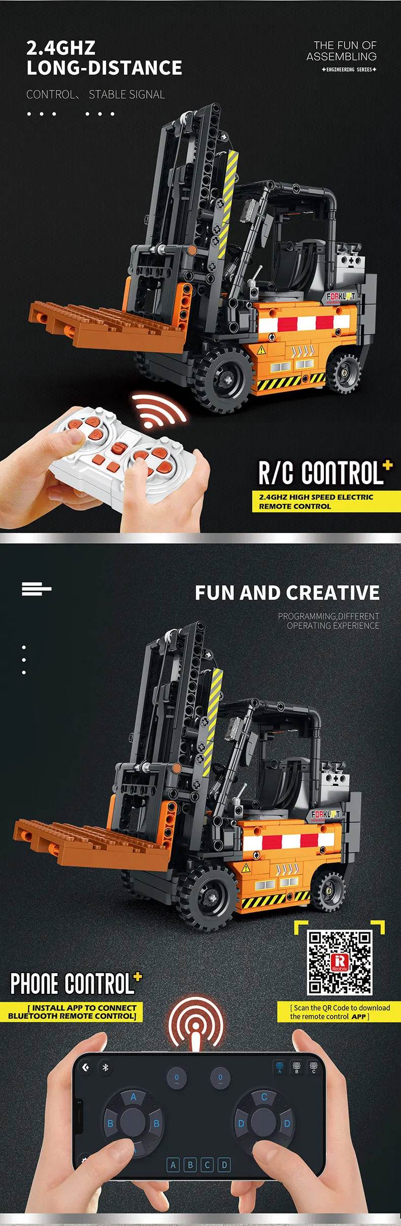 722 peças de empilhadeira de controle remoto MOC modelo blocos de construção brinquedos - ToylandEU