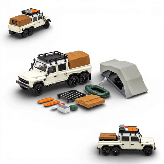 GCD Land Rover Defender 6x6 Off-White Camping Modified 1:64
