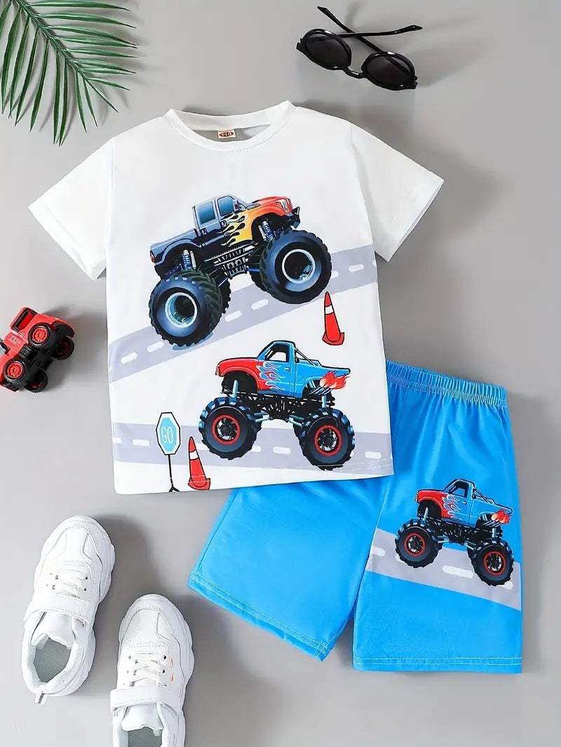 Boys' 3D Printed Sports Shirt And Shorts Set | Animal And Cartoon Prints | Version 2