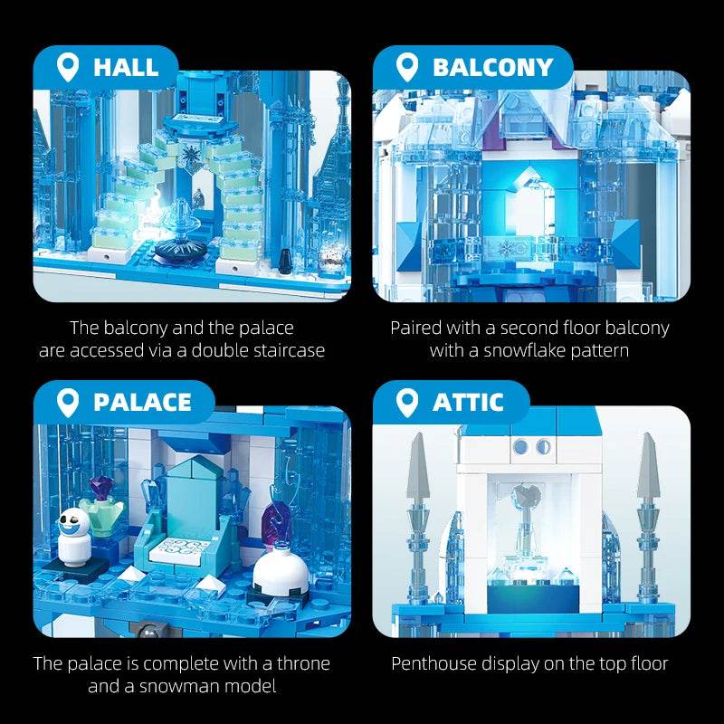 732PCS Ice Snow Castle Building Blocks Fairy Tale Princess Magic Castle - ToylandEU