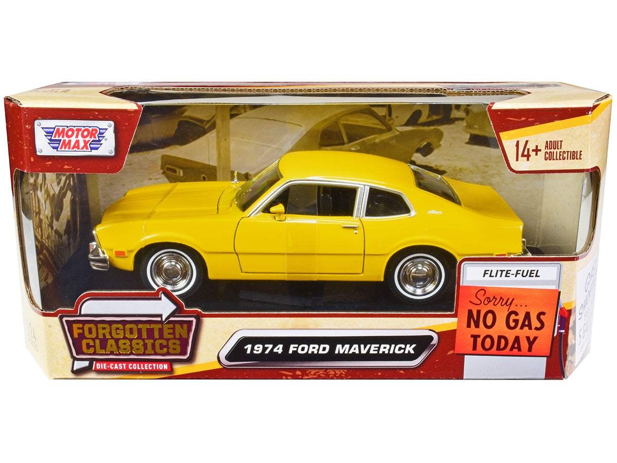 Diecast Model Car | 1974 Ford Maverick | 1/24 Scale | MotorMax Yellow Edition