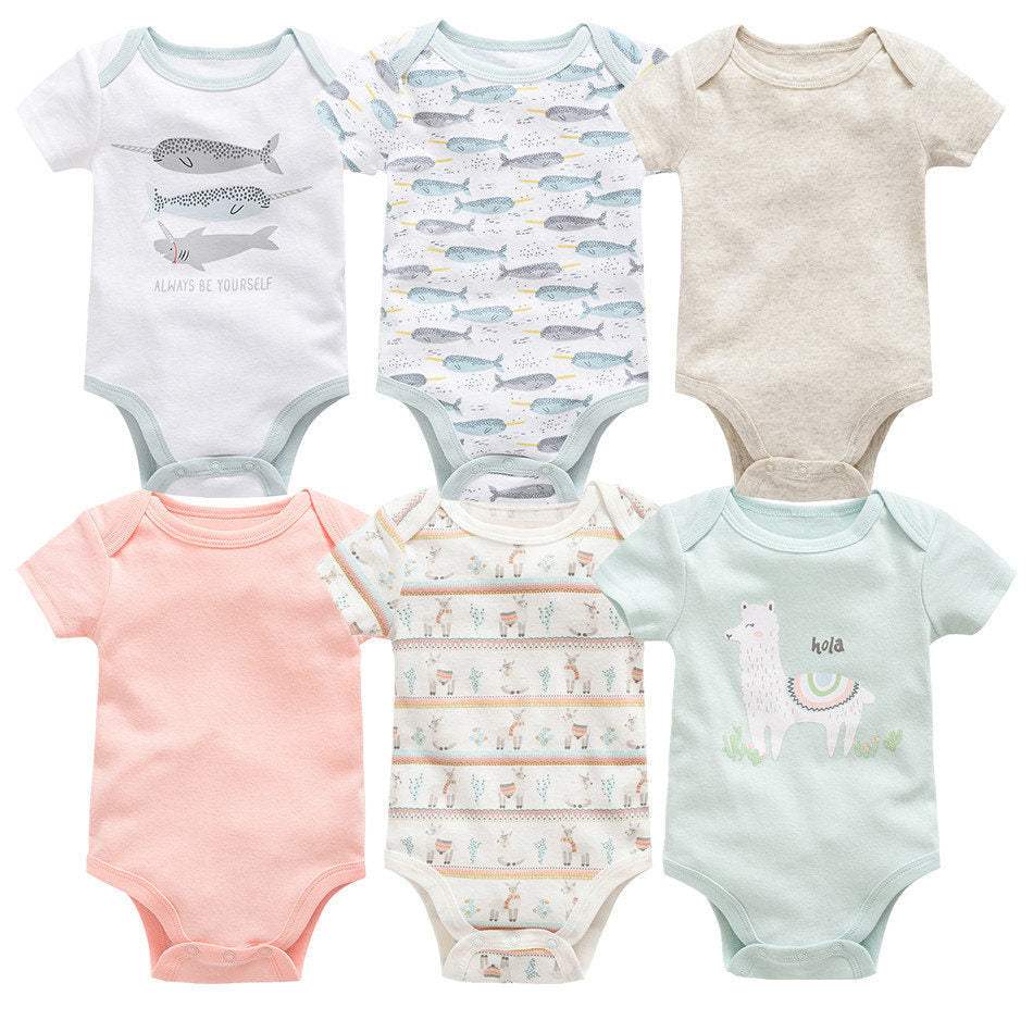 Baby Jumpsuit | Cotton | Short Sleeve | 6 Piece Set 0-12 Months